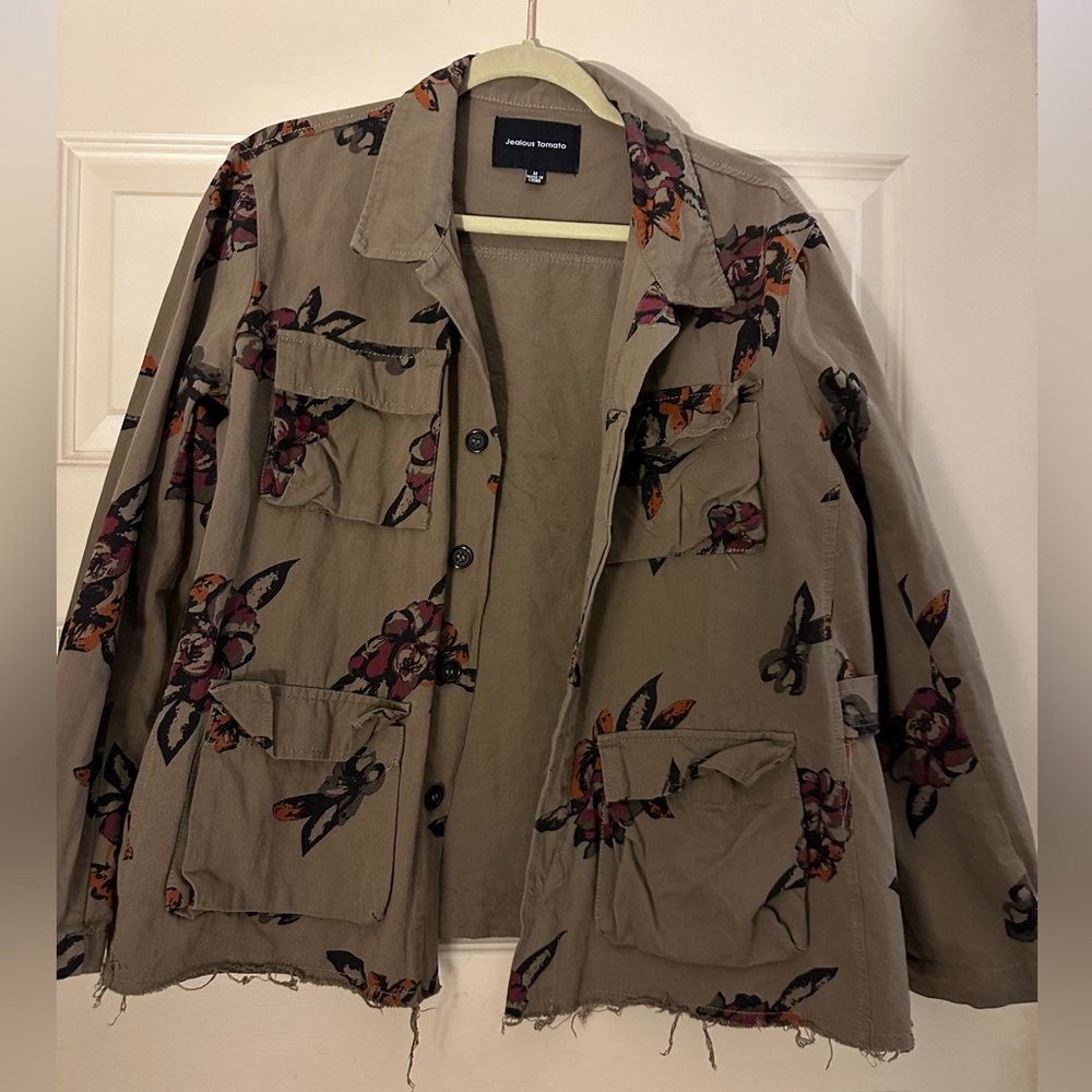 Floral shirt jacket